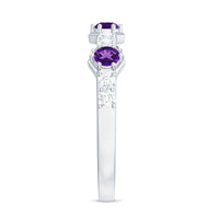 Natural Amethyst Half Eternity Ring with Diamond