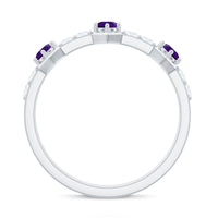 Natural Amethyst Half Eternity Ring with Diamond