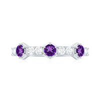 Natural Amethyst Half Eternity Ring with Diamond