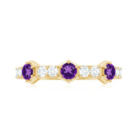 Natural Amethyst Half Eternity Ring with Diamond