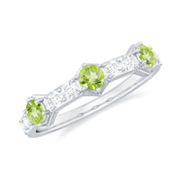 Natural Peridot Diamond Half Eternity Ring for Anniversary