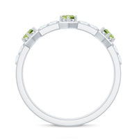 Natural Peridot Diamond Half Eternity Ring for Anniversary
