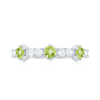 Natural Peridot Diamond Half Eternity Ring for Anniversary