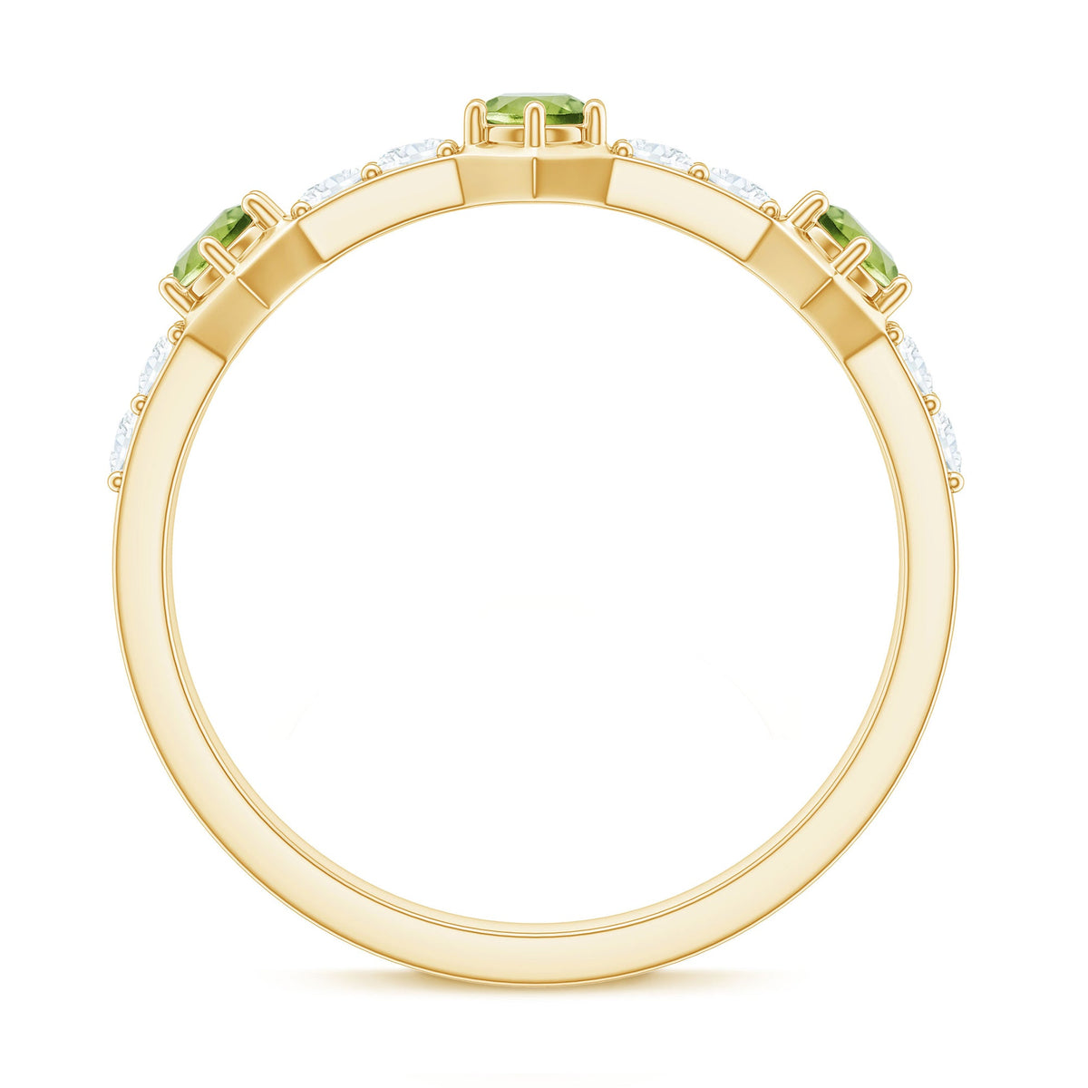 Natural Peridot Diamond Half Eternity Ring for Anniversary