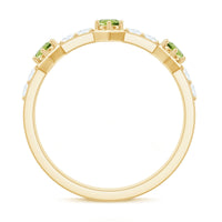 Natural Peridot Diamond Half Eternity Ring for Anniversary