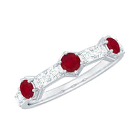 Natural Ruby Diamond Half Eternity Ring for Women