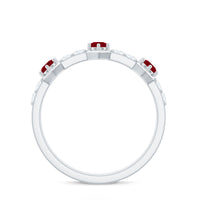 Natural Ruby Diamond Half Eternity Ring for Women