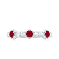Natural Ruby Diamond Half Eternity Ring for Women