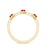 Natural Ruby Diamond Half Eternity Ring for Women