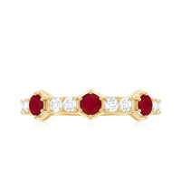 Natural Ruby Diamond Half Eternity Ring for Women