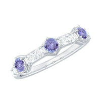 Natural Tanzanite and Diamond Half Eternity Ring for Women