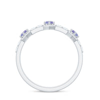 Natural Tanzanite and Diamond Half Eternity Ring for Women