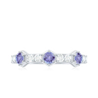 Natural Tanzanite and Diamond Half Eternity Ring for Women