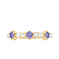 Natural Tanzanite and Diamond Half Eternity Ring for Women