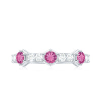 Minimal Half Eternity Ring with Pink Tourmaline and Diamond