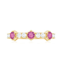 Minimal Half Eternity Ring with Pink Tourmaline and Diamond