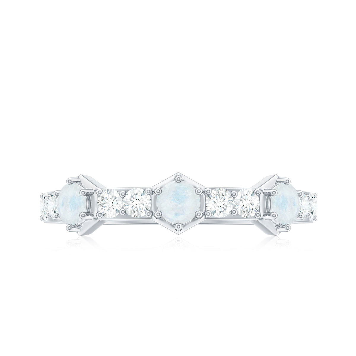 Moonstone and Diamond Minimal Half Eternity Ring