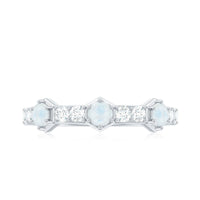 Moonstone and Diamond Minimal Half Eternity Ring