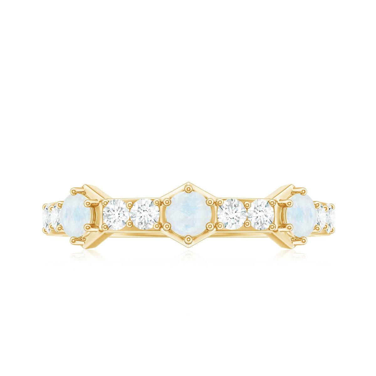 Moonstone and Diamond Minimal Half Eternity Ring