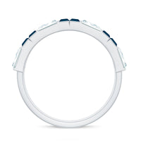 Baguette London Blue Topaz Alternate Eternity Band with Moissanite