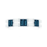 Baguette London Blue Topaz Alternate Eternity Band with Moissanite