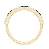 Baguette London Blue Topaz Alternate Eternity Band with Moissanite