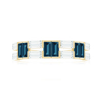 Baguette London Blue Topaz Alternate Eternity Band with Moissanite