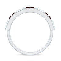 Certified Real Baguette Garnet Half Eternity Wedding Band