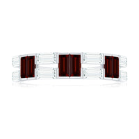 Certified Real Baguette Garnet Half Eternity Wedding Band