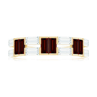 Certified Real Baguette Garnet Half Eternity Wedding Band