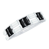 Natural Baguette Black Spinel Half Eternity Ring with Moissanite