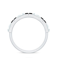 Natural Baguette Black Spinel Half Eternity Ring with Moissanite