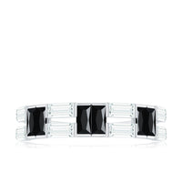 Natural Baguette Black Spinel Half Eternity Ring with Moissanite