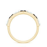 Natural Baguette Black Spinel Half Eternity Ring with Moissanite