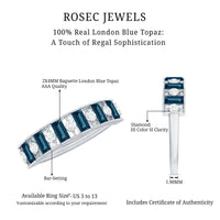 Baguette London Blue Topaz Eternity Anniversary Band with Diamond