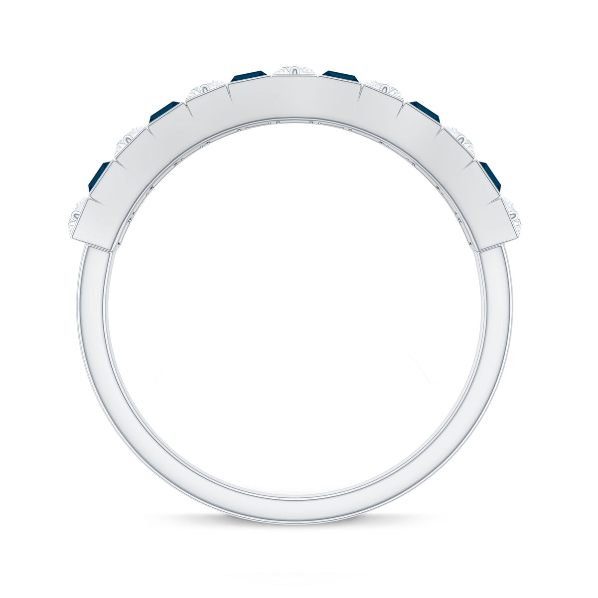 Baguette London Blue Topaz Eternity Anniversary Band with Diamond