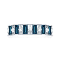 Baguette London Blue Topaz Eternity Anniversary Band with Diamond