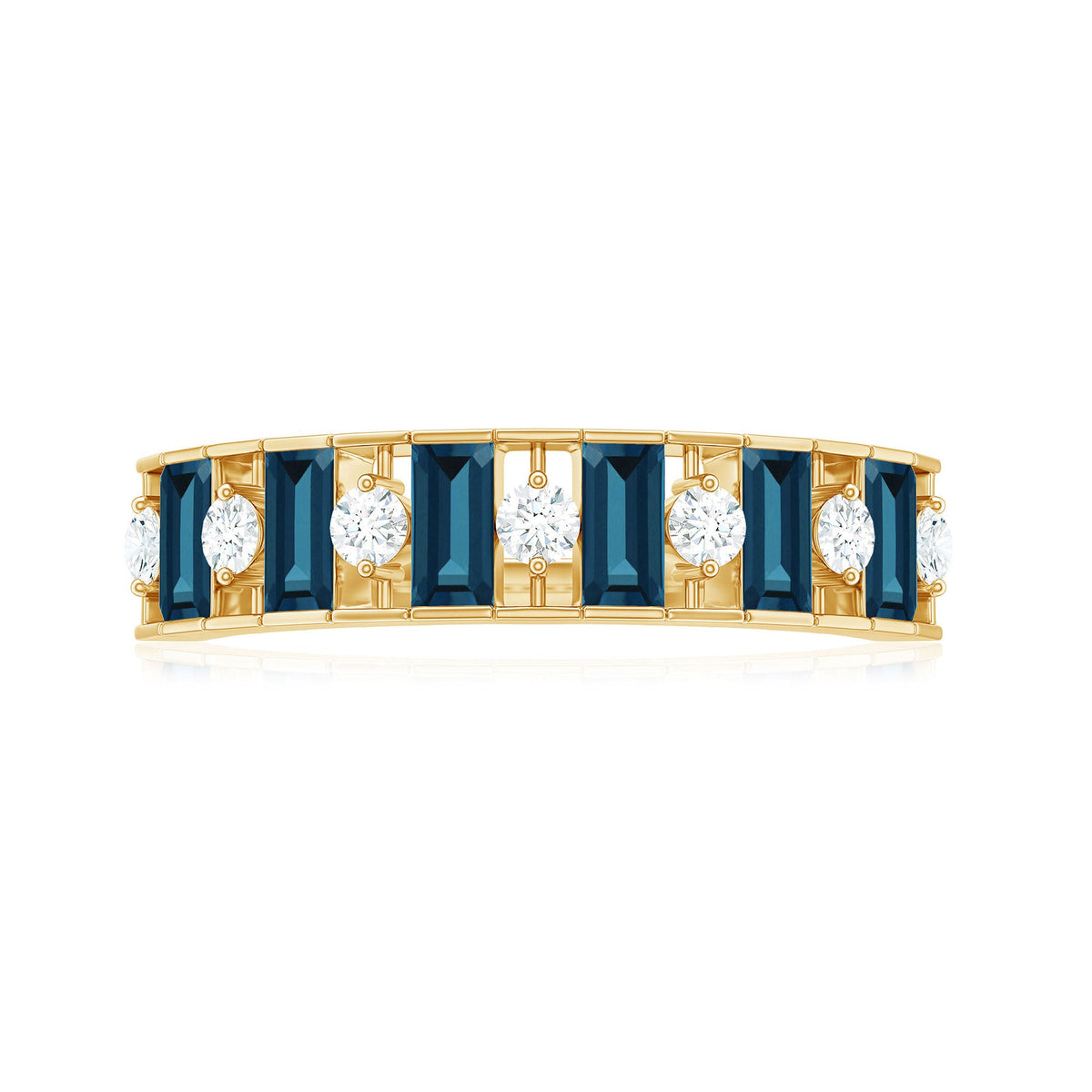 Baguette London Blue Topaz Eternity Anniversary Band with Diamond