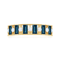Baguette London Blue Topaz Eternity Anniversary Band with Diamond
