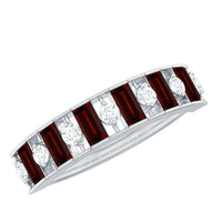 Classic Garnet Baguette Eternity Wedding Band with Diamond