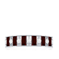Classic Garnet Baguette Eternity Wedding Band with Diamond