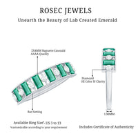 Certified Baguette Lab Grown Emerald Diamond Half Eternity Anniversary Band