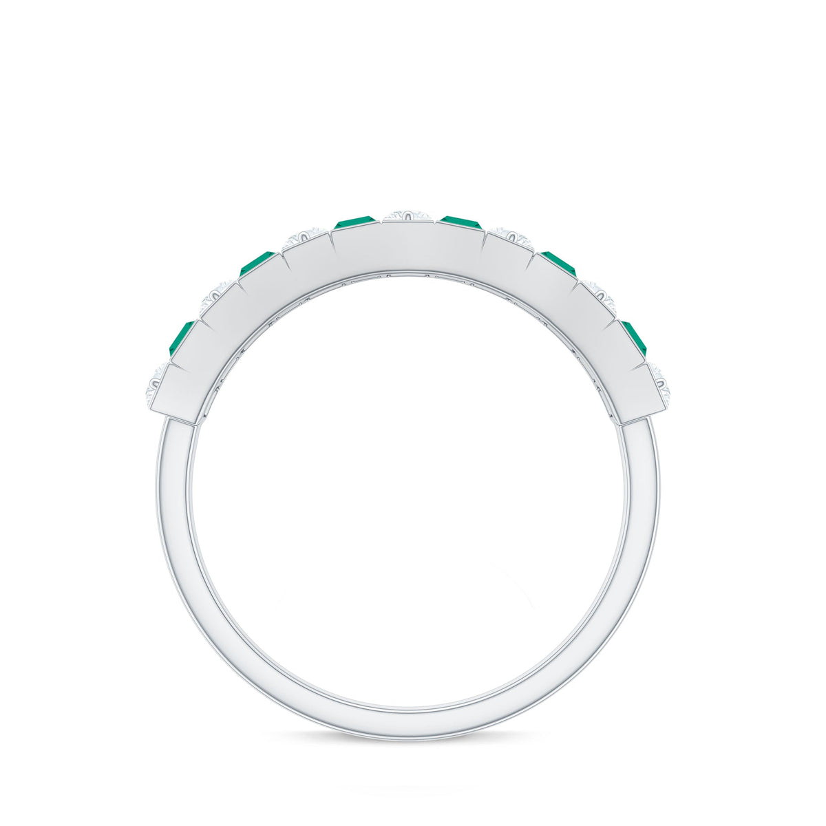 Certified Baguette Lab Grown Emerald Diamond Half Eternity Anniversary Band