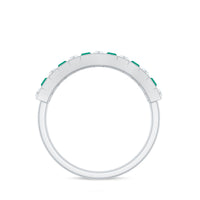 Certified Baguette Lab Grown Emerald Diamond Half Eternity Anniversary Band