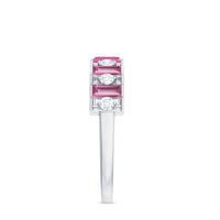 Alternate Pink Tourmaline and Diamond Half Eternity Ring
