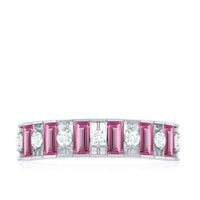 Alternate Pink Tourmaline and Diamond Half Eternity Ring