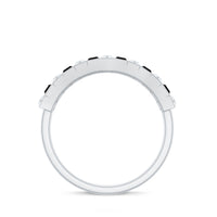 Natural Baguette Black Spinel Half Eternity Ring with Diamond