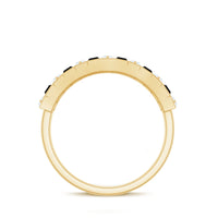 Natural Baguette Black Spinel Half Eternity Ring with Diamond