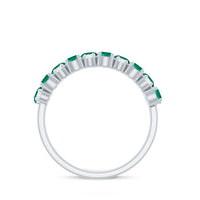 Certified Lab Grown Emerald Cluster Wedding Band with Diamond