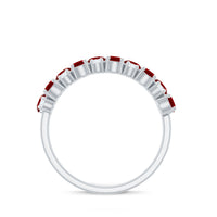Round Lab Created Ruby and Diamond Cluster Half Eternity Ring